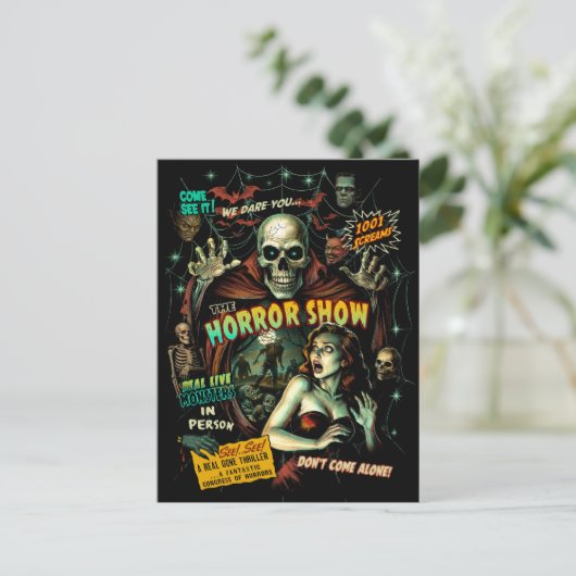 Spook Show Horror Retro Briefkaart (Staand voorkant)