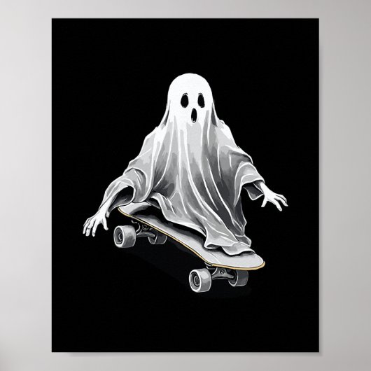 Spook Skateboard Grappig Skateboarden Lui Hallowee Poster (Voorkant)