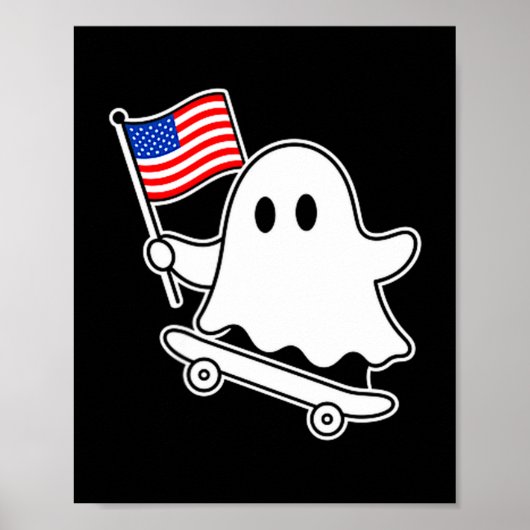 Spook skateboard usa vlag schattig 4 juli grappig poster (Voorkant)
