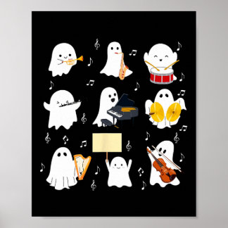 Spook speelt muziekinstrumenten Halloween-muziek  Poster