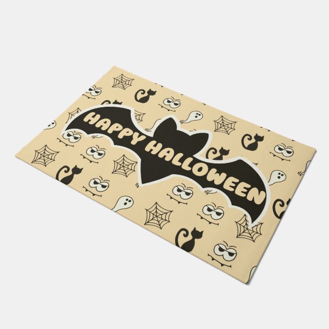 Spook, Spiderwebs en Black Cats Geel Deurmat (Schuin)
