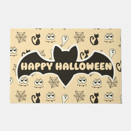 Spook, Spiderwebs en Black Cats Geel Deurmat (Voorkant)