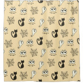 Spook, Spiderwebs en Black Cats Geel Douchegordijn (Voorkant)