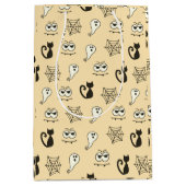 Spook, Spiderwebs en Black Cats Geel Medium Cadeauzakje (Voorkant)