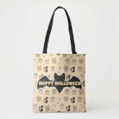 Spook, Spiderwebs en Black Cats Geel Tote Bag (Voorkant)