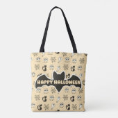 Spook, Spiderwebs en Black Cats Geel Tote Bag (Achterkant)