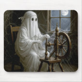 Spook spinnende spinnenwebben op een draaiend wiel muismat (Voorkant)