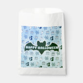 Spook, spinnenwebben en zwarte katten blauw bedankzakje (Voorkant)