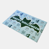 Spook, spinnenwebben en zwarte katten blauw deurmat (Schuin)