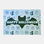 Spook, spinnenwebben en zwarte katten blauw deurmat (Voorkant)