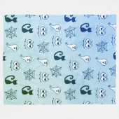 Spook, Spinnenwebben en Zwarte Katten Blauw Fleece Deken (Voorkant (Horizontaal))