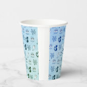 Spook, spinnenwebben en zwarte katten blauw papieren bekers (Rechts)