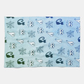 Spook, spinnenwebben en zwarte katten blauw theedoek (Horizontaal)