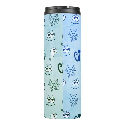 Spook, spinnenwebben en zwarte katten blauw thermosbeker (Achterkant)