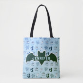 Spook, spinnenwebben en zwarte katten blauw tote bag (Voorkant)