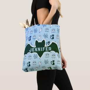 Spook, spinnenwebben en zwarte katten blauw tote bag