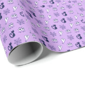 Spook, spinnenwebben en zwarte katten Paarse Cadeaupapier (Rol Hoek)