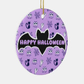 Spook, spinnenwebben en zwarte katten Paarse Keramisch Ornament (Rechts)