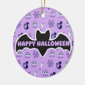 Spook, spinnenwebben en zwarte katten Paarse Keramisch Ornament (Links)