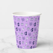 Spook, spinnenwebben en zwarte katten Paarse Papieren Bekers (Achterkant)