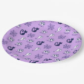 Spook, spinnenwebben en zwarte katten Paarse Papieren Bordje (Gekanteld)
