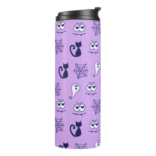 Spook, spinnenwebben en zwarte katten Paarse Thermosbeker (Gedraaid links)
