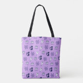 Spook, spinnenwebben en zwarte katten Paarse Tote Bag (Achterkant)
