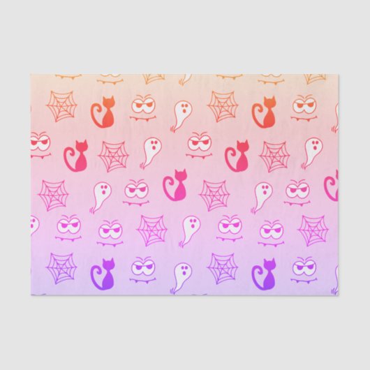 Spook, Spinnenwebben en Zwarte Katten Rainbow Pink Tissuepapier (Voorkant)