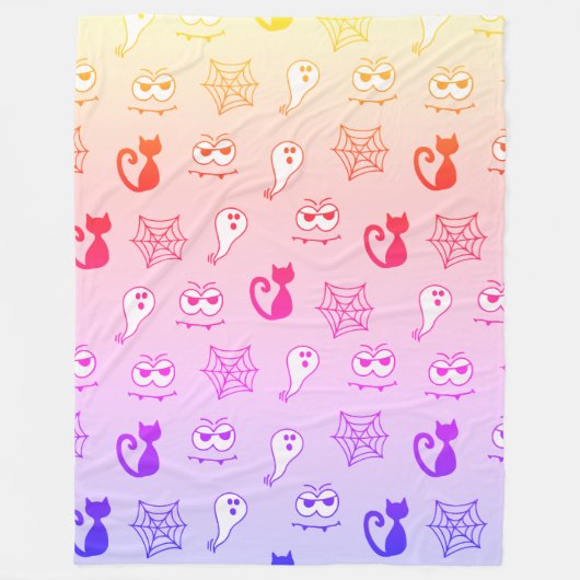 Spook, Spinnenwebben en Zwarte Katten Regenboog Fleece Deken (Voorkant)