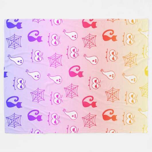 Spook, Spinnenwebben en Zwarte Katten Regenboog Fleece Deken (Voorkant (Horizontaal))