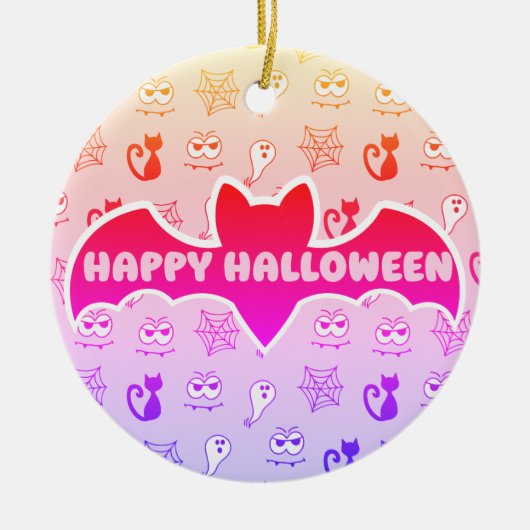 Spook, Spinnenwebben en Zwarte Katten Regenboog Keramisch Ornament (Voorkant)