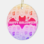 Spook, Spinnenwebben en Zwarte Katten Regenboog Keramisch Ornament (Links)