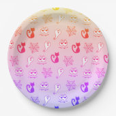 Spook, Spinnenwebben en Zwarte Katten Regenboog Papieren Bordje (Voorkant)