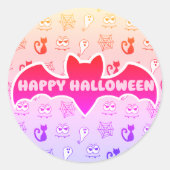 Spook, Spinnenwebben en Zwarte Katten Regenboog Ronde Sticker (Voorkant)