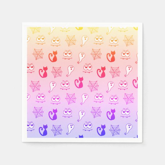 Spook, Spinnenwebben en Zwarte Katten Regenboog Servet (Voorkant)