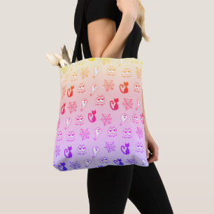Spook, Spinnenwebben en Zwarte Katten Regenboog Tote Bag
