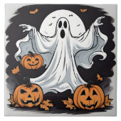 Spook spookachtige pompoenen op Halloween Tegeltje (Voorkant)
