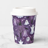 Spook, spookhuizen, volle manen en vleermuizen papieren bekers (Achterkant)