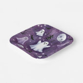 Spook, spookhuizen, volle manen en vleermuizen papieren bordje (Gebogen)