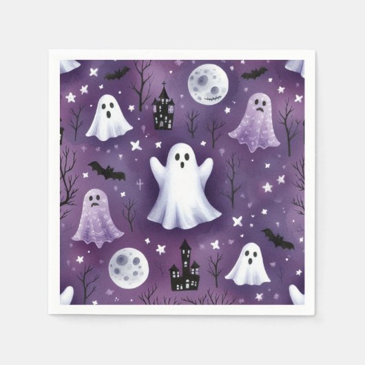 Spook, spookhuizen, volle manen en vleermuizen servet (Voorkant)