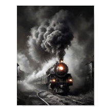 Spook stoomtrein in een donkere stormachtige nacht