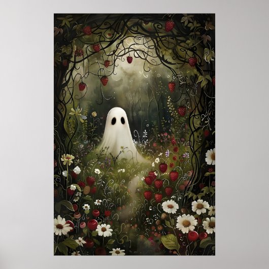 Spook Strawberry Weide Print, Whimsical Halloween Poster (Voorkant)