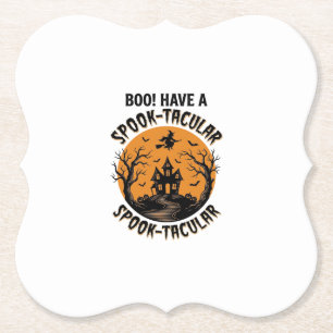 Spook-Taculair Halloween Spokenhuis Vintage T-shir Kartonnen Onderzetters
