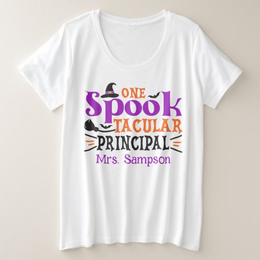 "Spook" taculair Principal Spooky Halloween Theme Grote Maat T-shirt (Design voorkant)