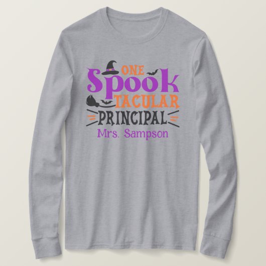 "Spook" taculair Principal Spooky Halloween Theme T-shirt (Design voorkant)