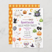 Spook-tastic Kinder Halloween Party Invitation Kaart (Voorkant / Achterkant)