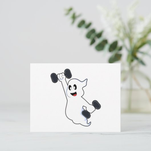 Spook tijdens krachttraining met halters briefkaart (Staand voorkant)