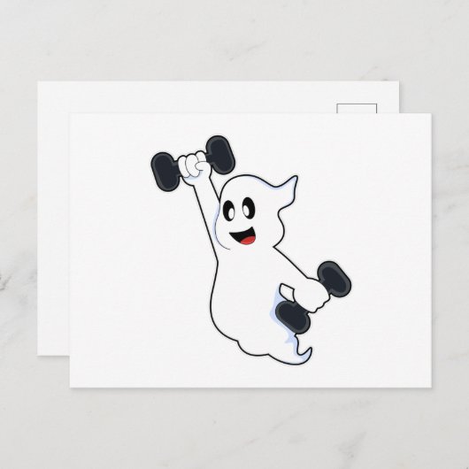 Spook tijdens krachttraining met halters briefkaart (Voorkant / Achterkant)