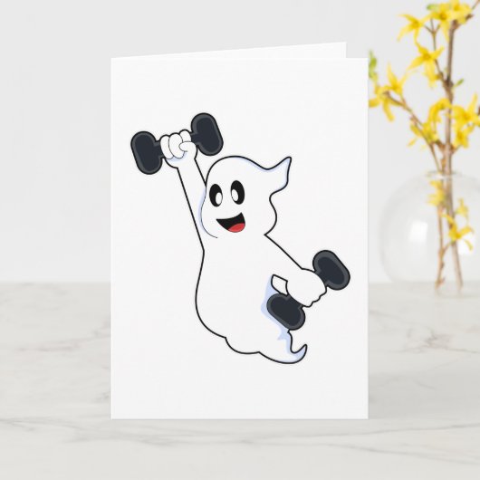 Spook tijdens krachttraining met halters kaart (Gele Bloem)