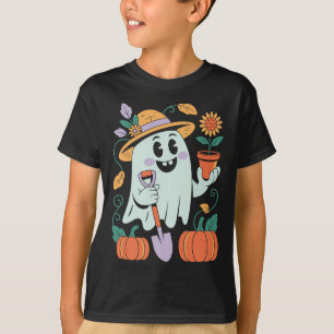 Spook Tuinman Halloween Ontwerp Met Pompoenen En T-shirt